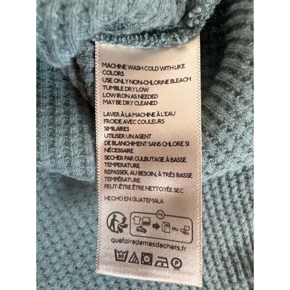 Free People Green Microphone Drop Thermal Top XS Waffle Knit Relaxed Oversized - Picture 7 of 8